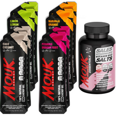 Kit Ironman: 8 Geles Energéticos Sabores Variados | Frasco 60 Cápsulas de Magnesio y Potasio con Vitamina B12