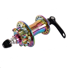 Bocina X-Race Delantera MTB 36H Eje pasante 15MM X-Race Multipla con convertidor + eje de aguja Tornasol